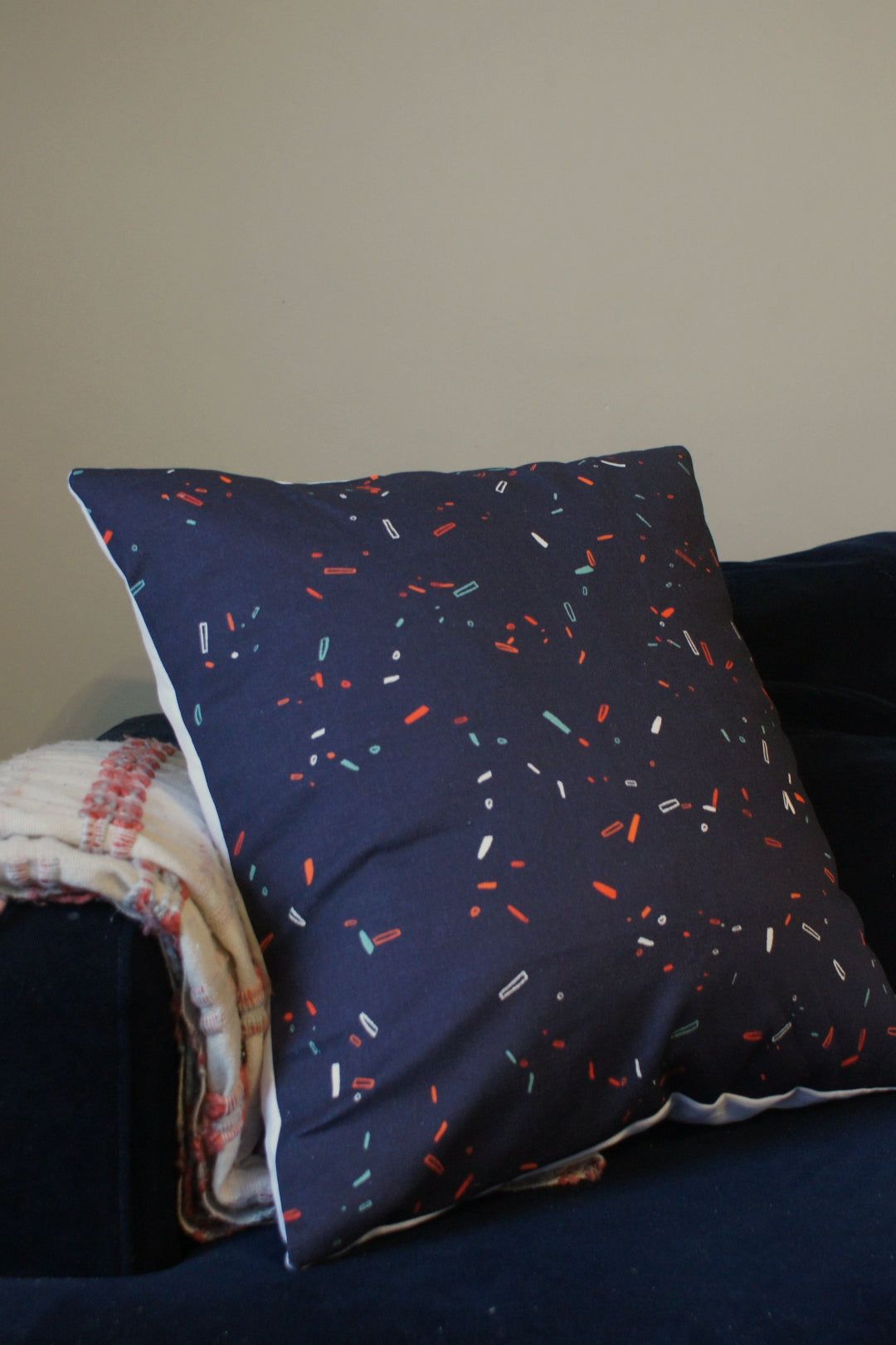 Navy confetti cushion cover