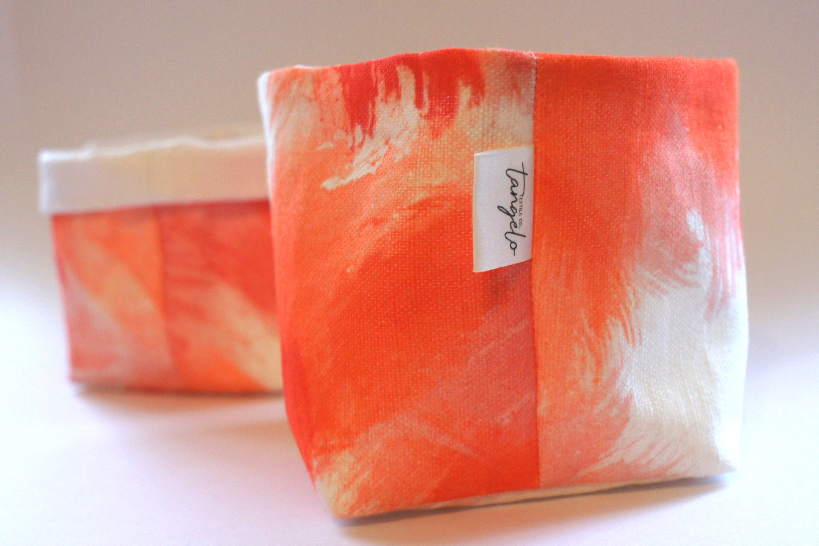 Mini fabric pot in orange watercolour