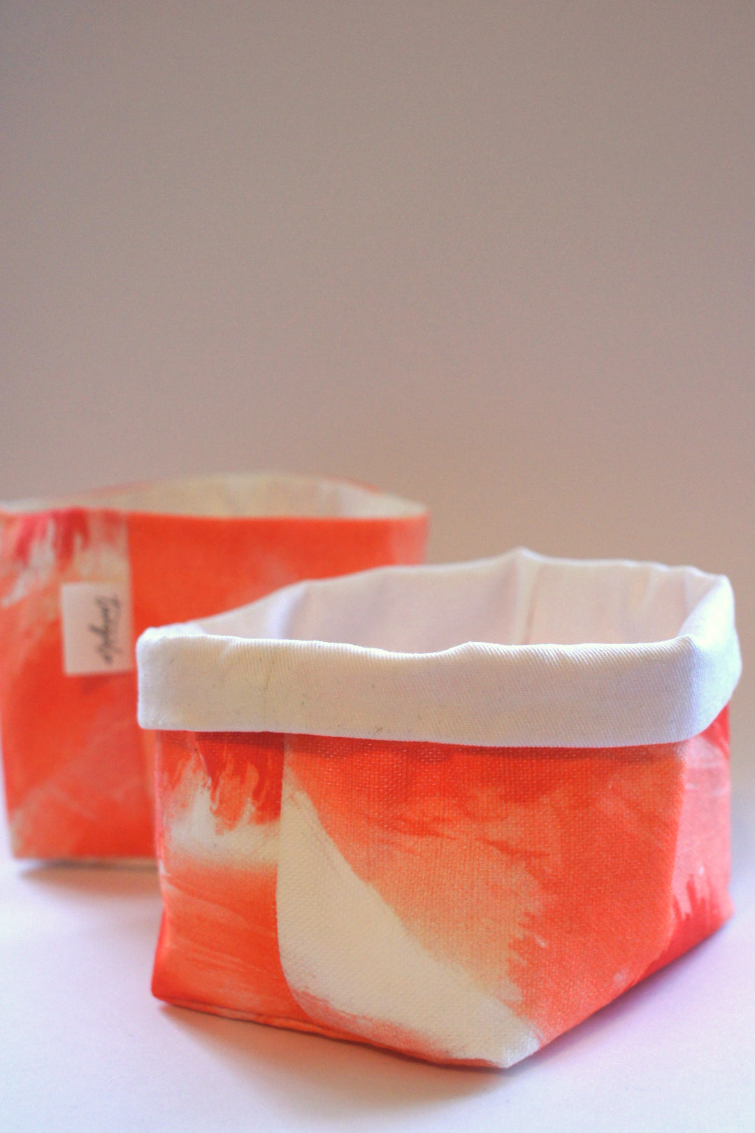 Mini fabric pot in orange watercolour